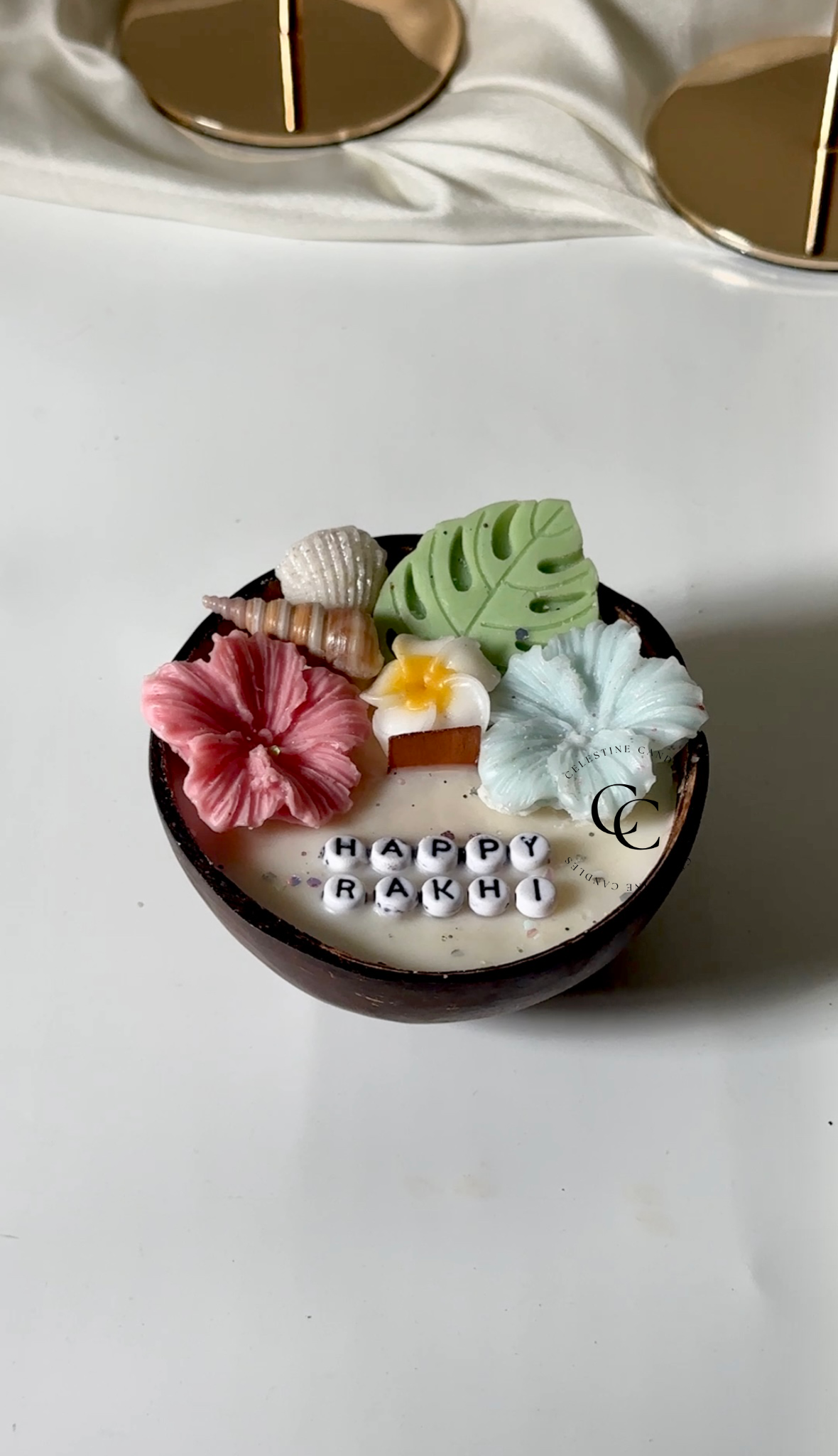 Personalised Summer Theme Coconut Shell Candle