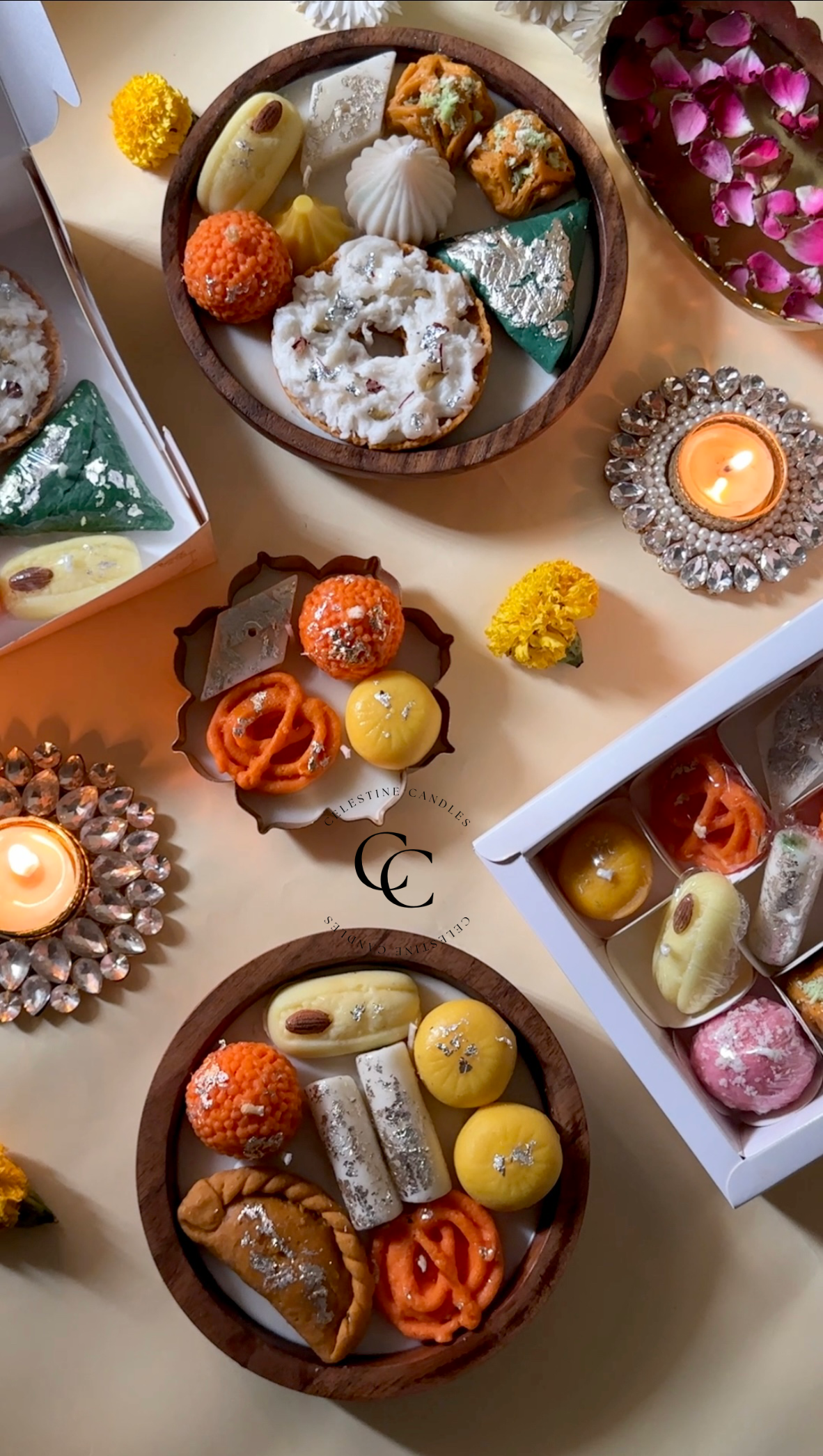 Assorted Mithai Wooden Bowl