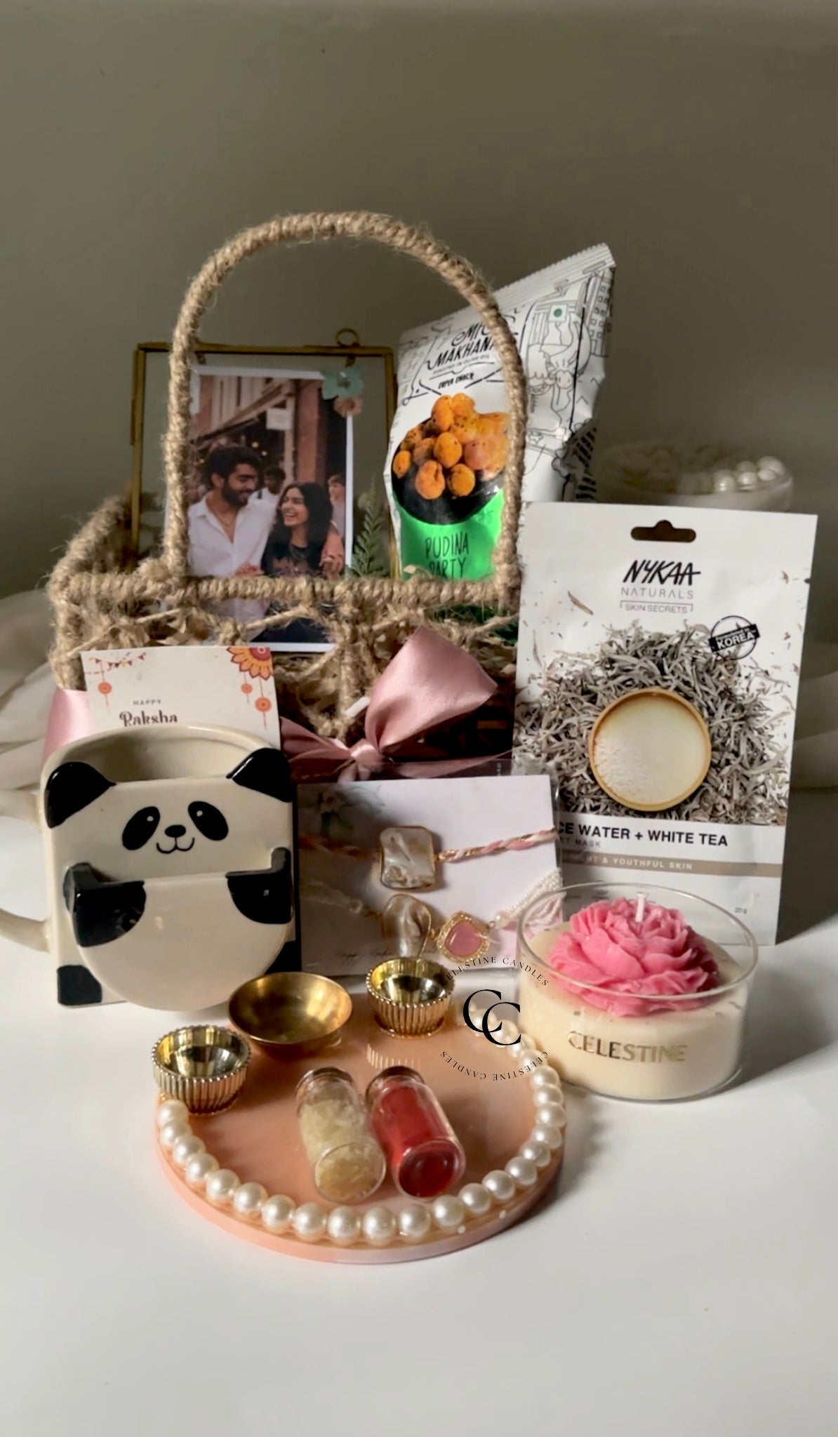Jute Basket Rakhi Hamper for Bhaiya and Bhabhi