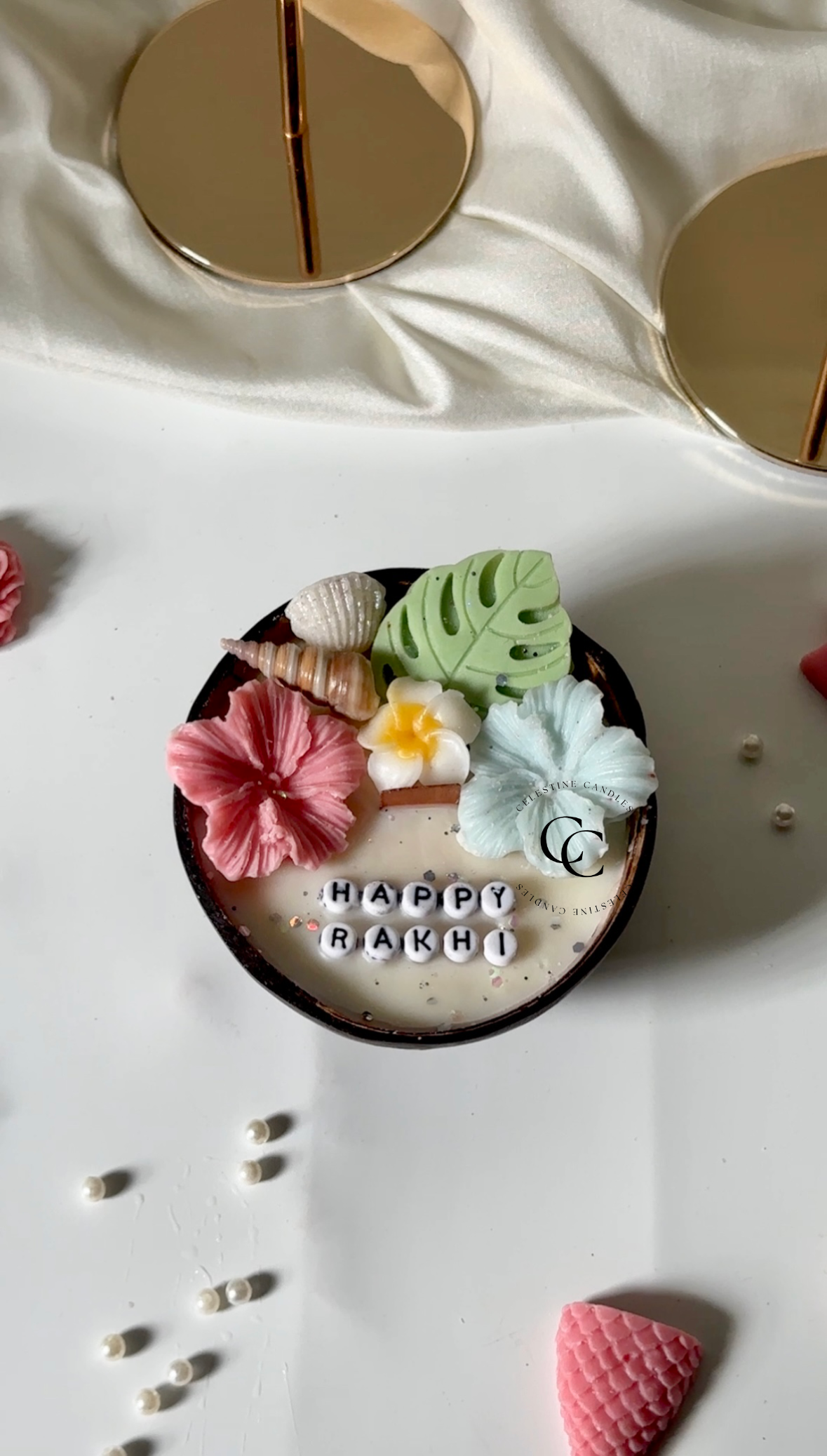 Personalised Summer Theme Coconut Shell Candle