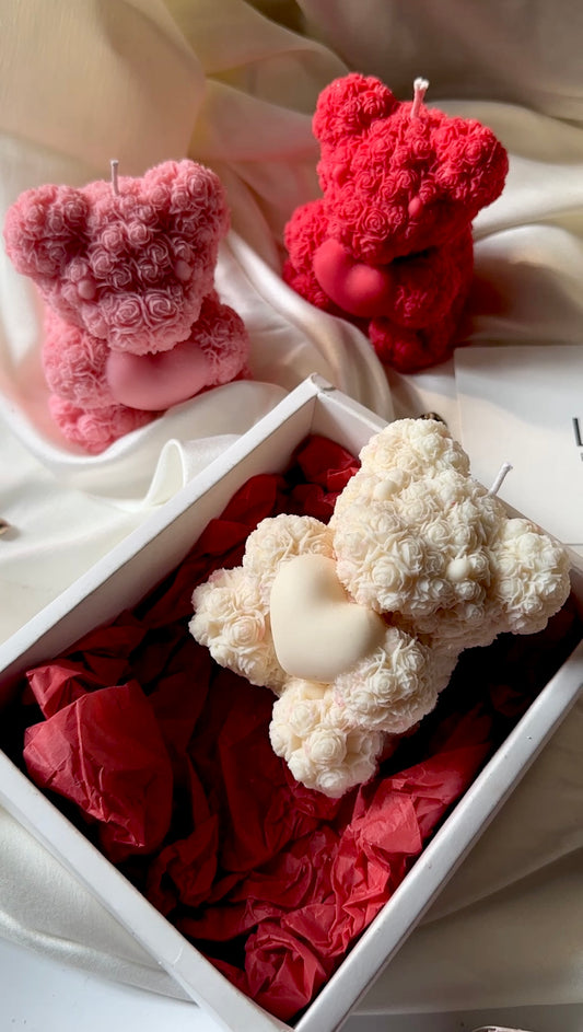 Rose Teddy Bear Candle