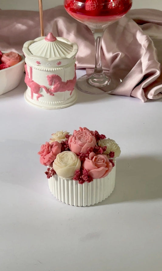 Roses Candle Concrete Jar Bouquet