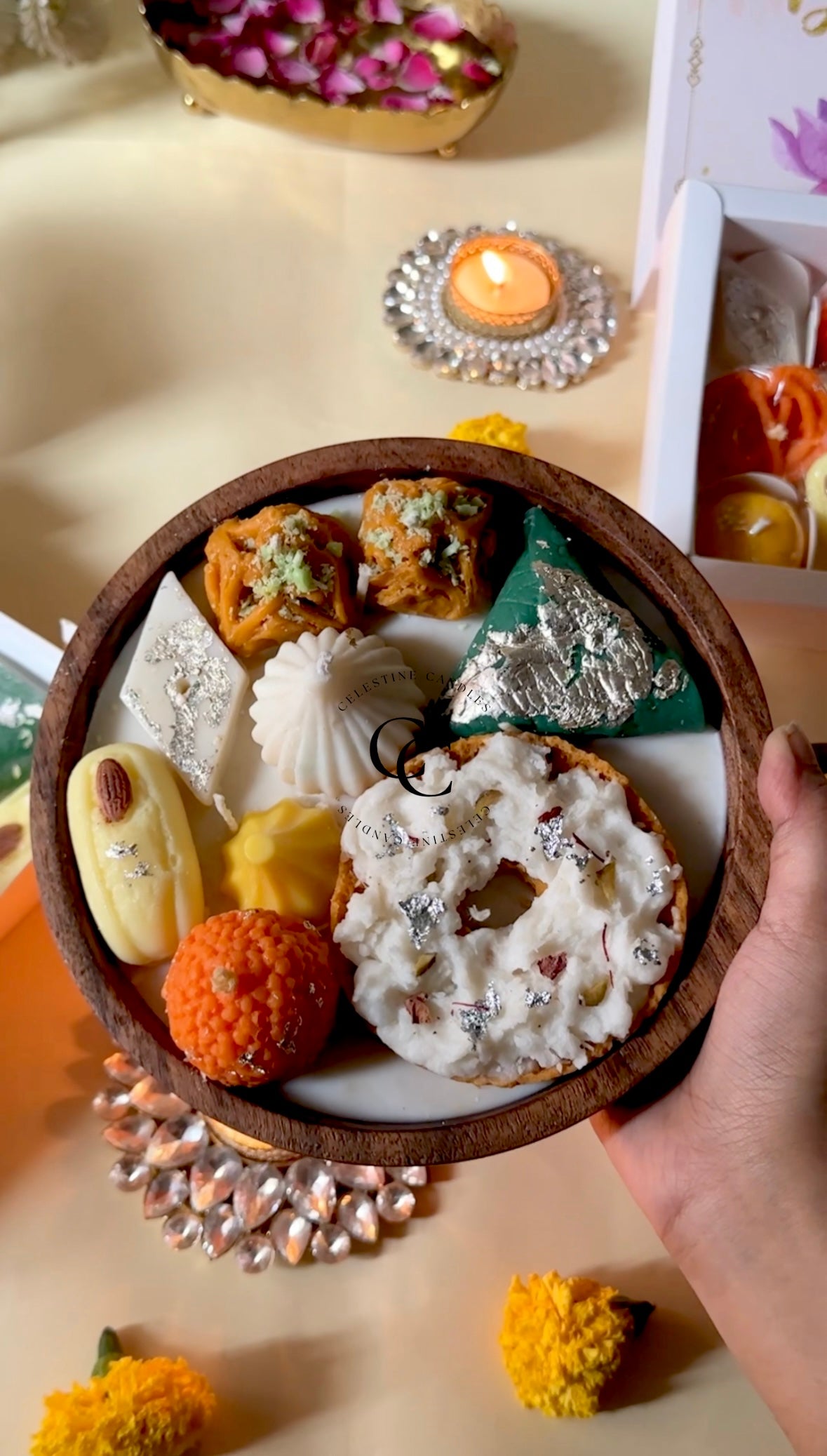 Assorted Mithai Wooden Bowl