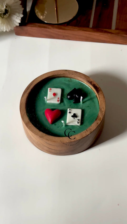 Poker Wooden Candle Bowl