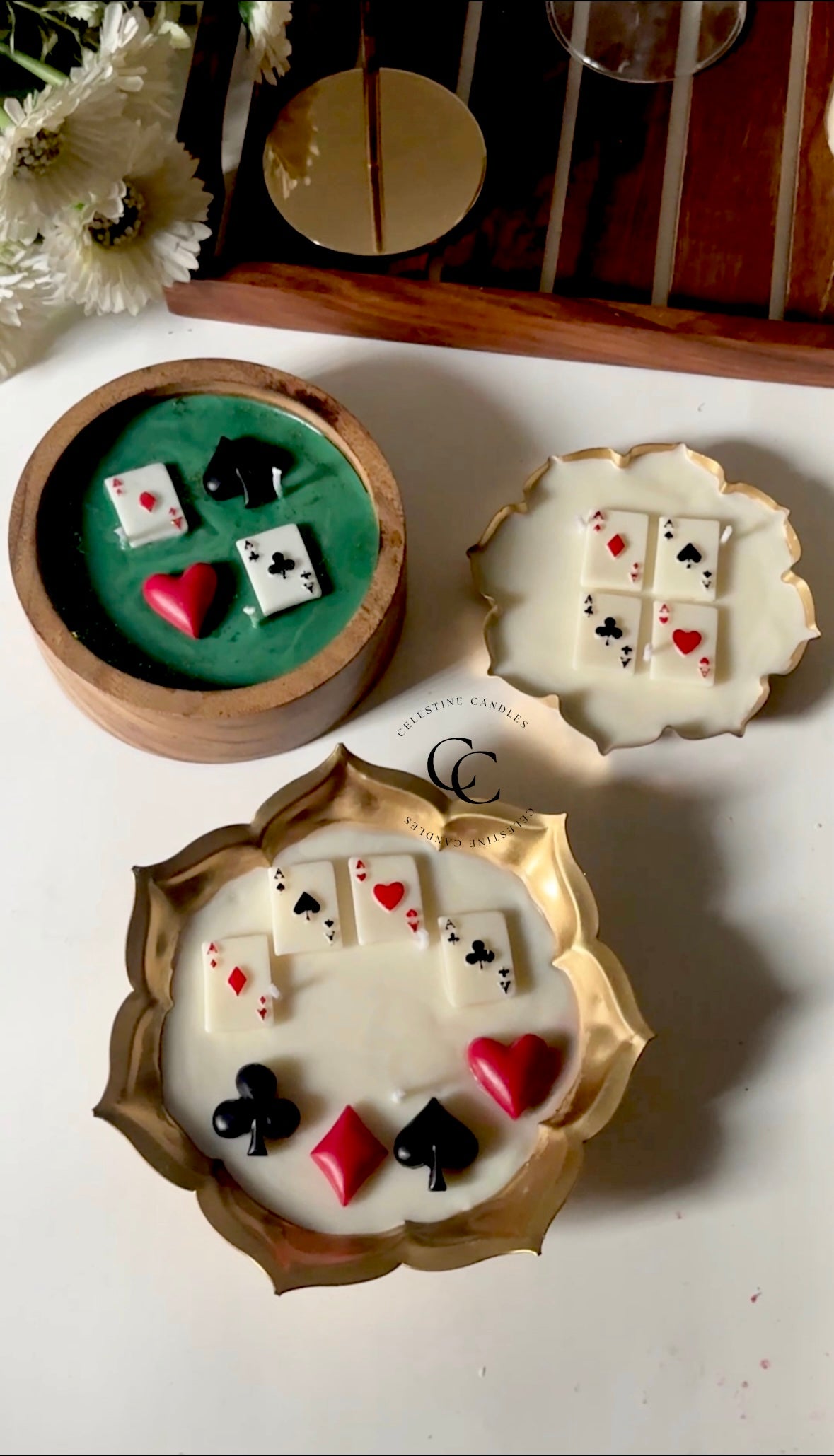 Poker Wooden Candle Bowl